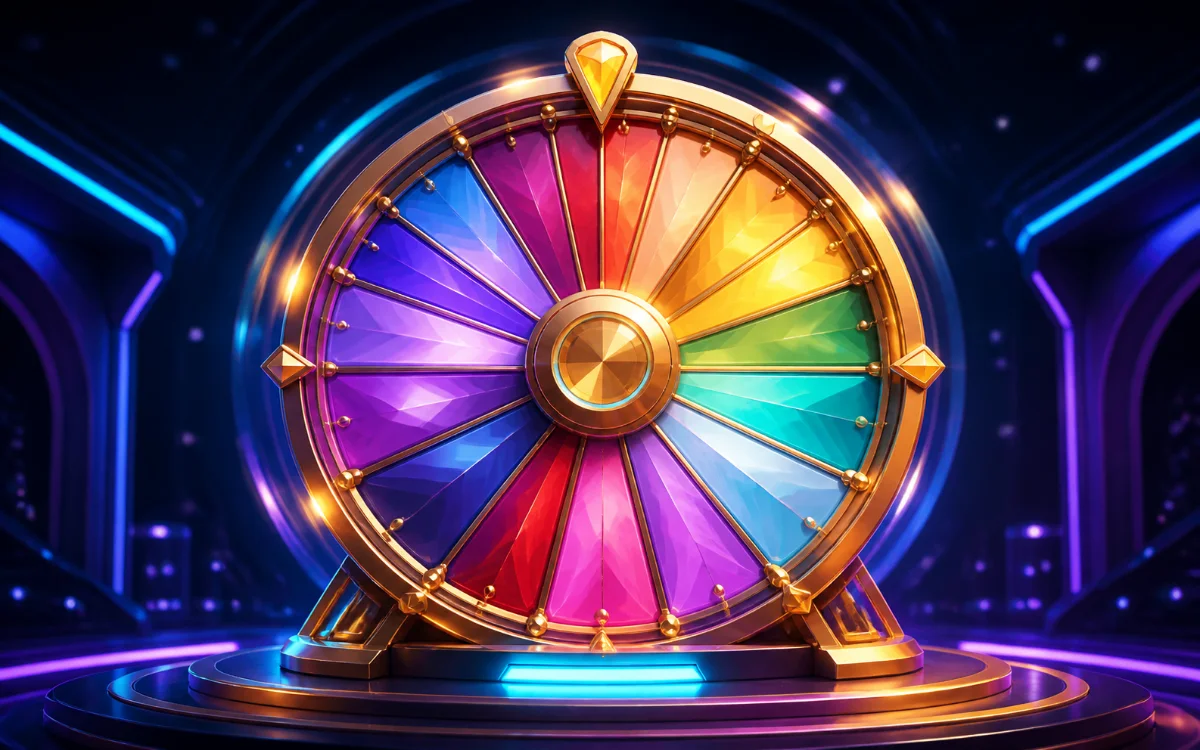 A multicolour wheel tracing a bright orbit through space